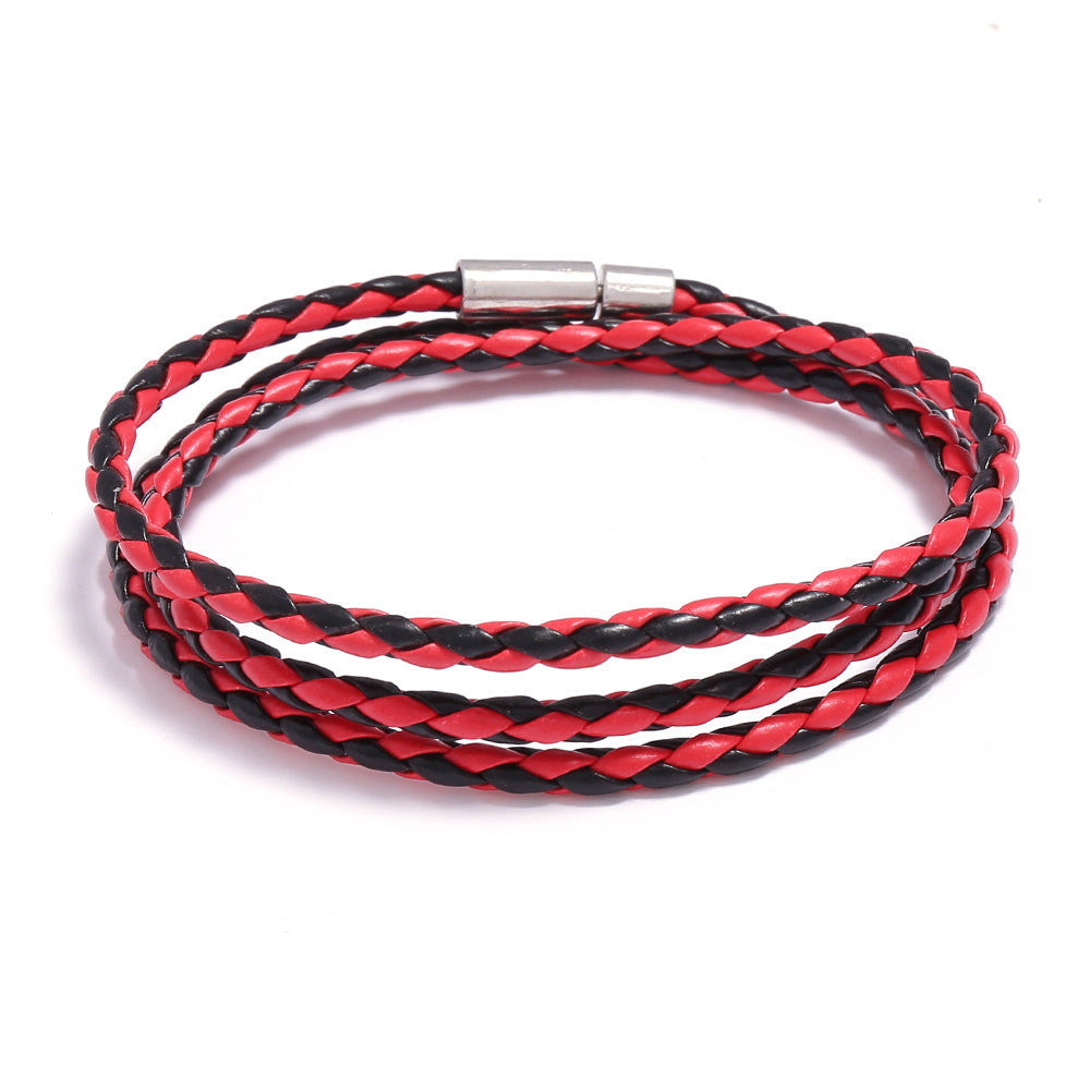 Men's Korean Woven Twisted Leather Rope Bracelets