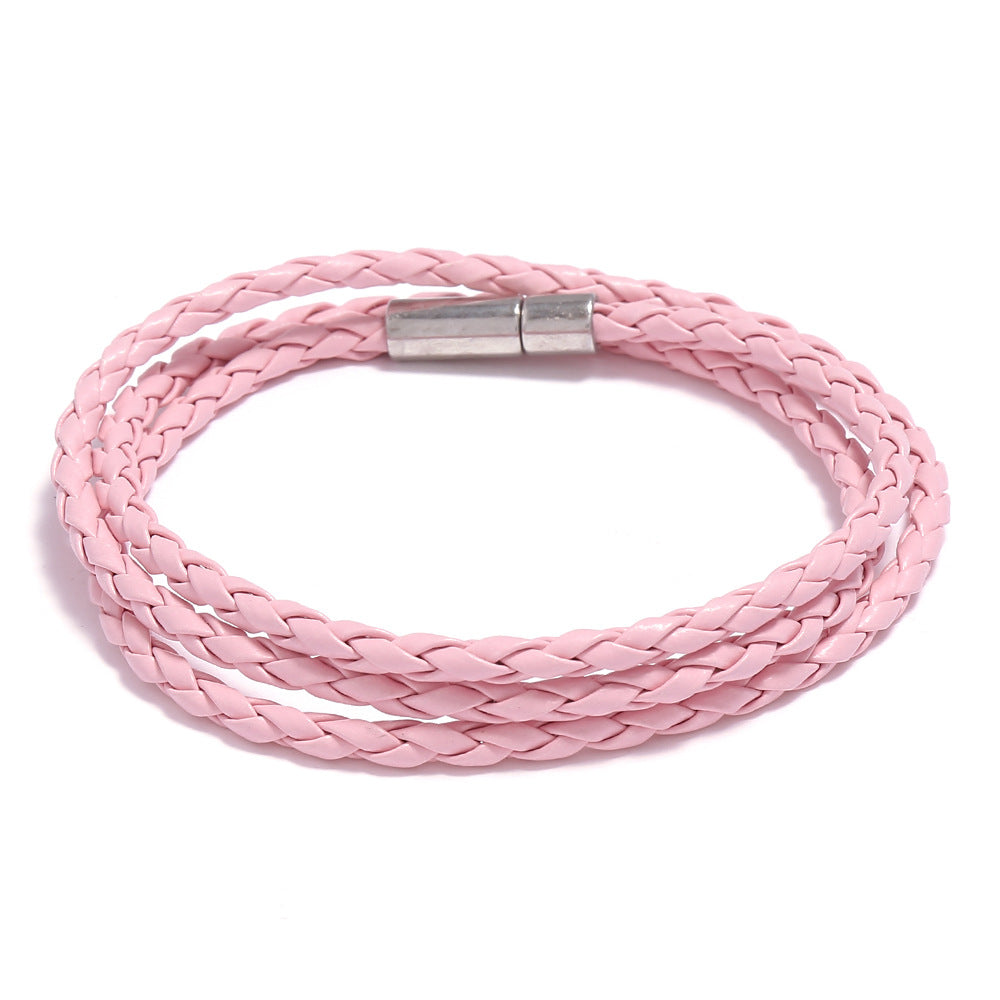 Men's Korean Woven Twisted Leather Rope Bracelets