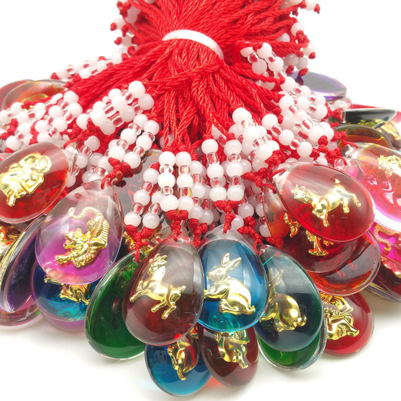 Women's & Men's Gold Buddha Inlaid Red Rope Gift Necklace
