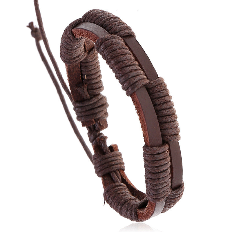 Men's Simple Vintage Weave Cattle Leather Fashion Bracelets