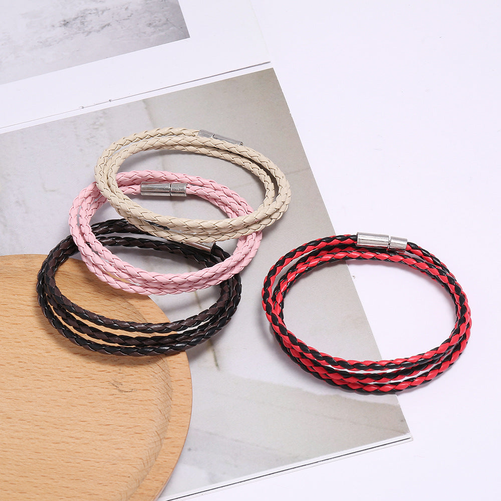 Men's Korean Woven Twisted Leather Rope Bracelets