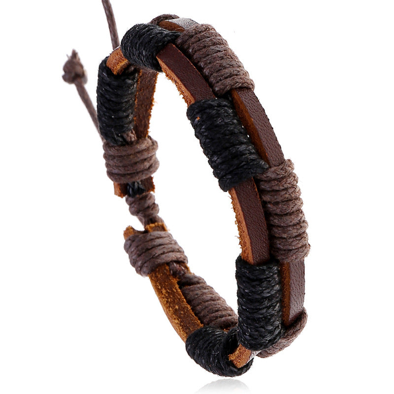 Men's Simple Vintage Weave Cattle Leather Fashion Bracelets