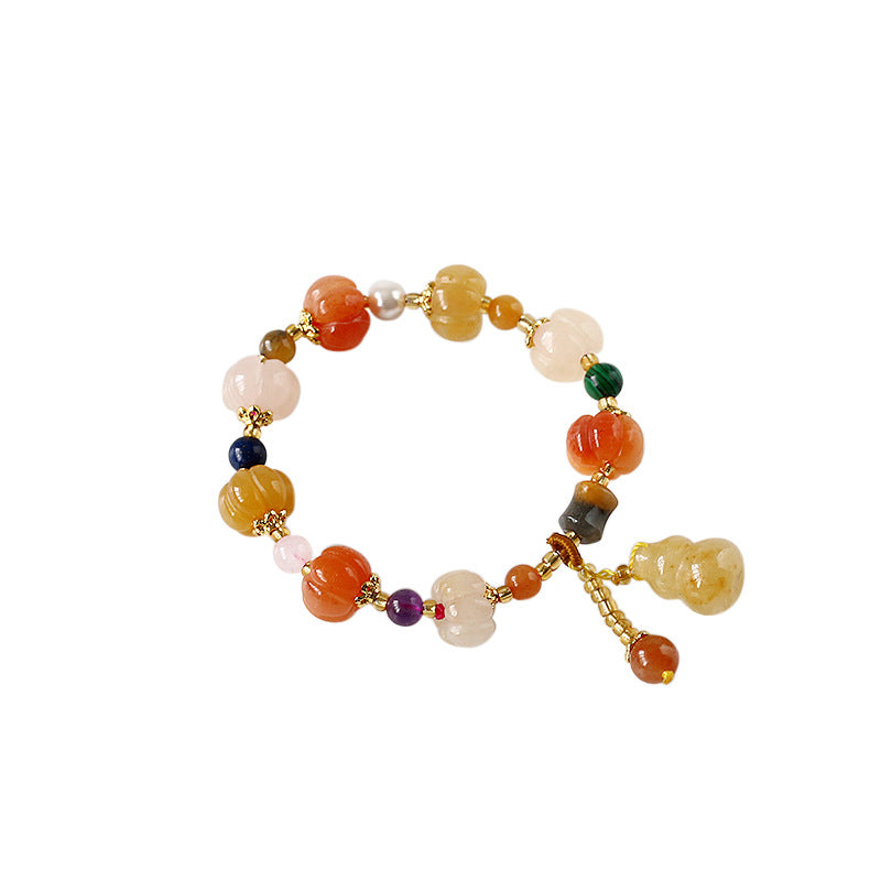 Bracelets suspendus en bambou pour femmes et hommes, perles de citrouille pour couple