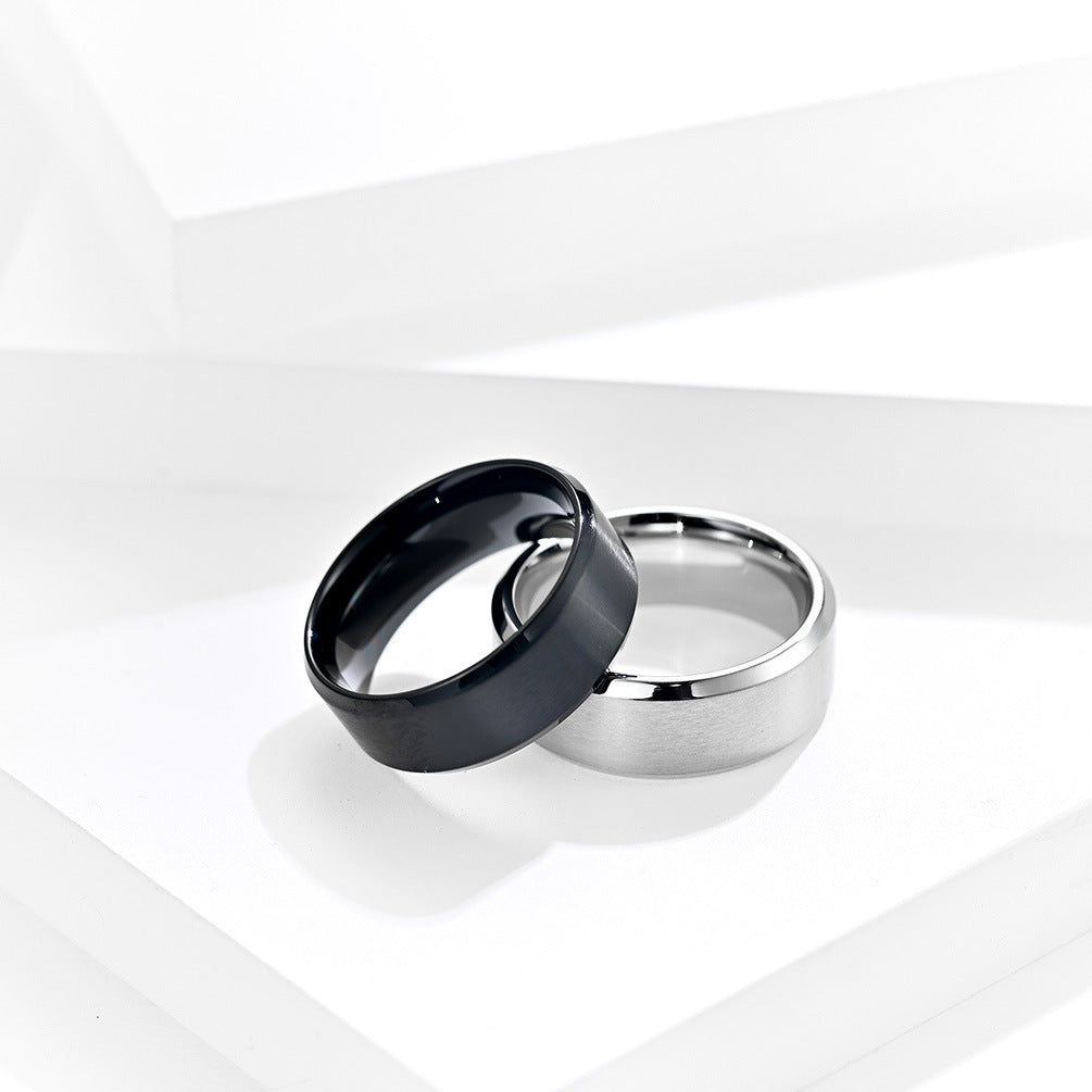 Women's & Men's & Ornament Matte Brushed Simple Titanium Steel Rings