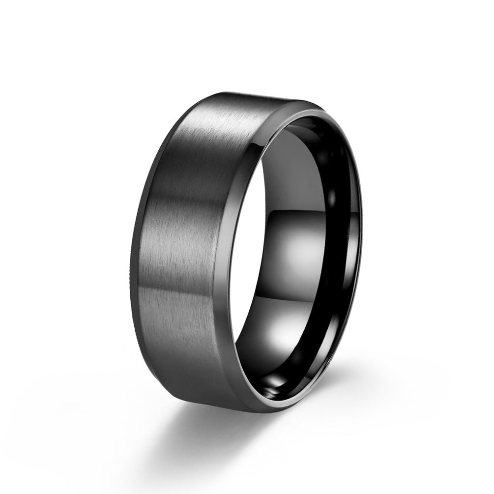 Women's & Men's & Ornament Matte Brushed Simple Titanium Steel Rings