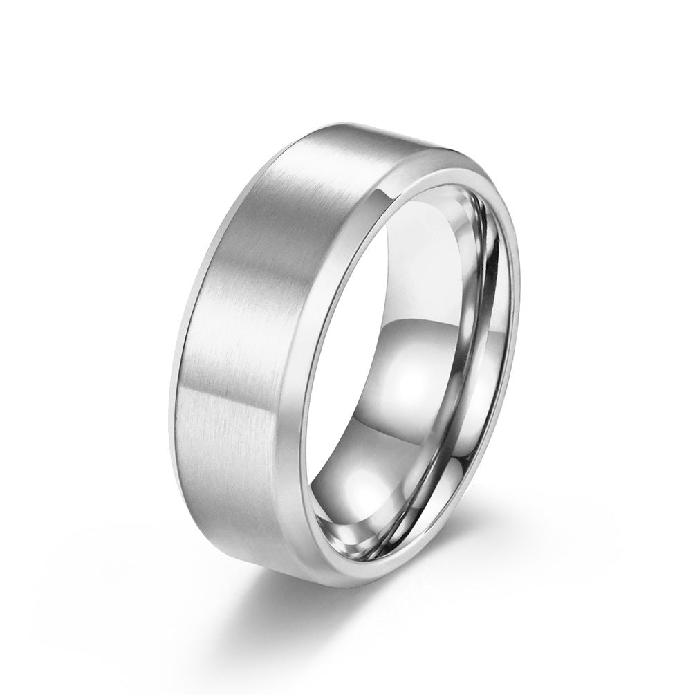 Women's & Men's & Ornament Matte Brushed Simple Titanium Steel Rings