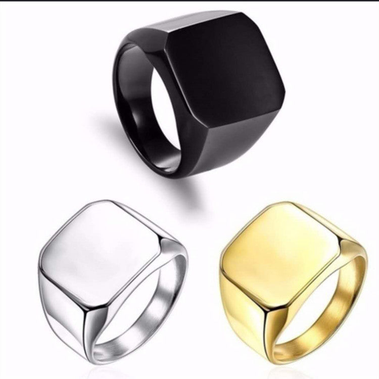 Men's Copper Domineering Business Gold Sier Black Rings