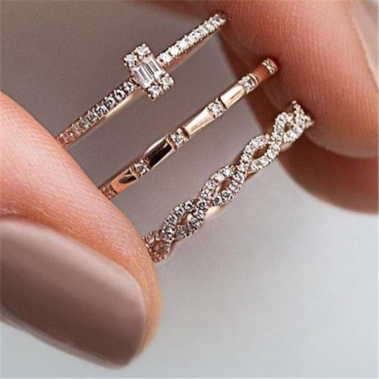 Fashion Ornament Cross Square Rhinestone Zircon Rings