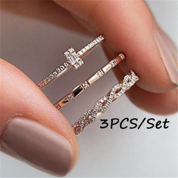 Fashion Ornament Cross Square Rhinestone Zircon Rings