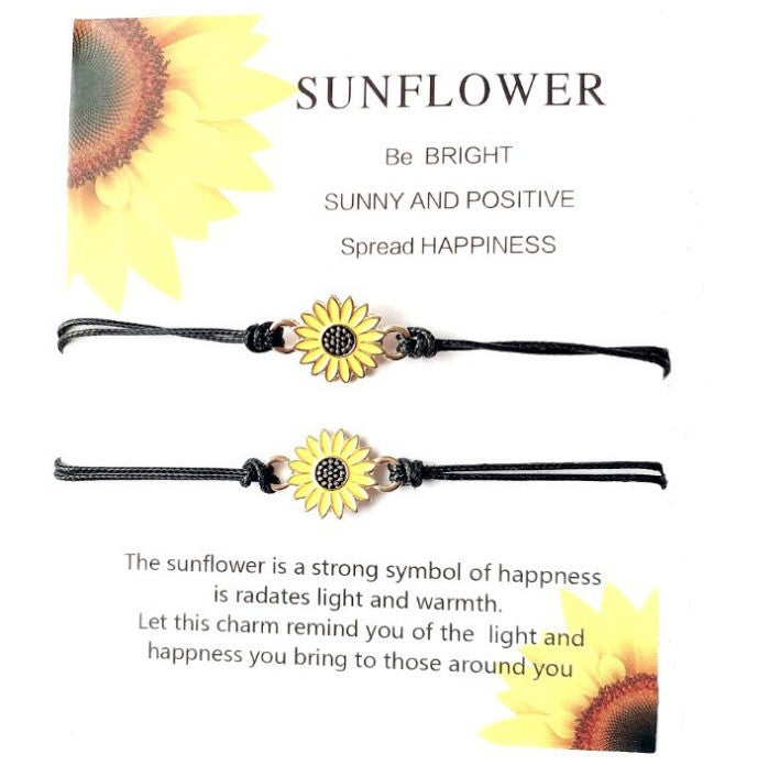 Glamorous Alloy Adjustable Braided Sunflower Daisy Bracelets