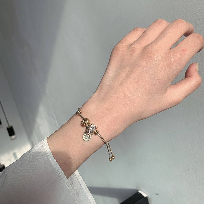 Et bracelets à main en Zircon personnalisés coréens simples pour femmes