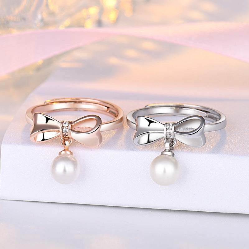 Pearl Female Index Finger Adjustable Mouth Knuckle Style Rings
