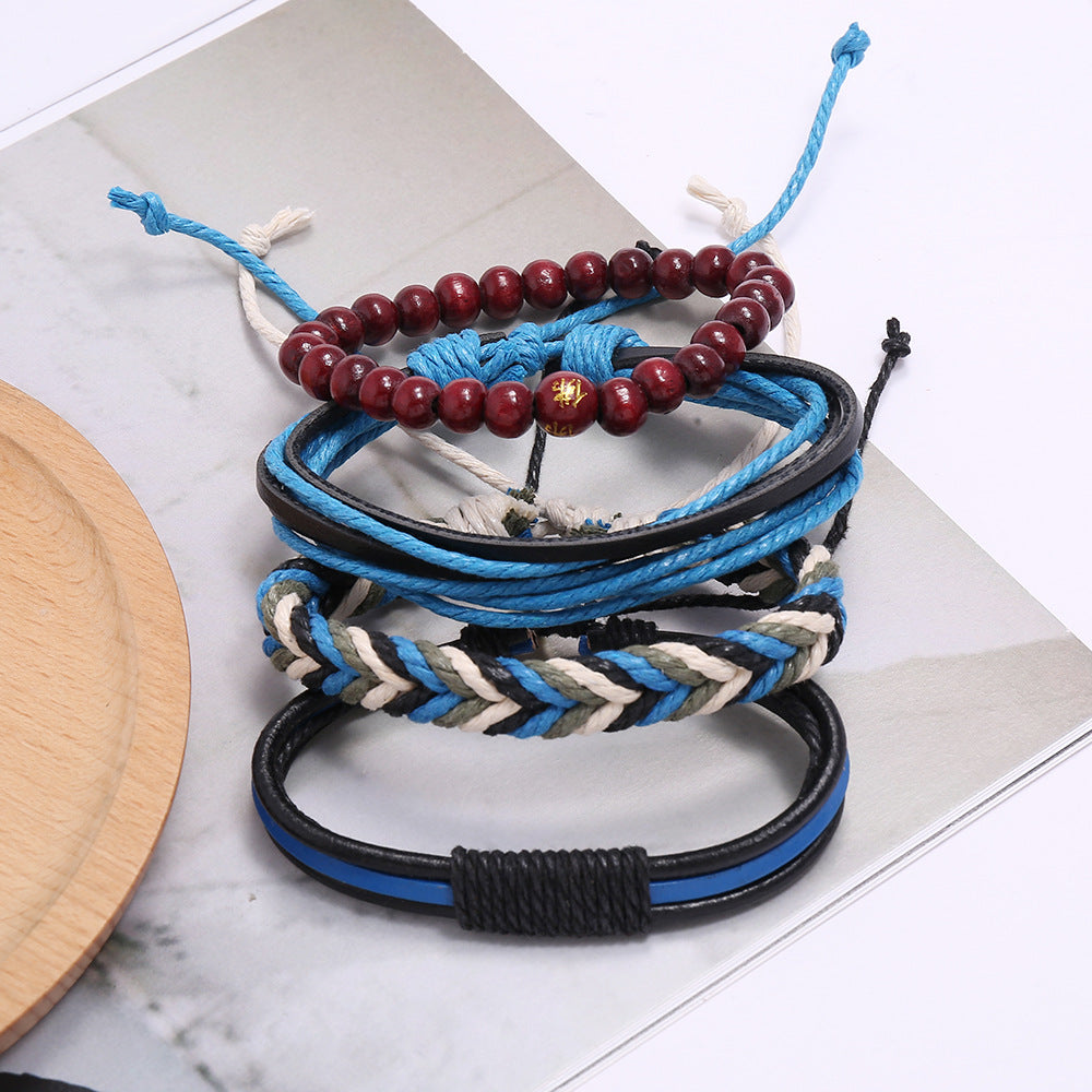 Women's & Men's & Vintage Weave Hemp Rope Genuine Leather Bracelets