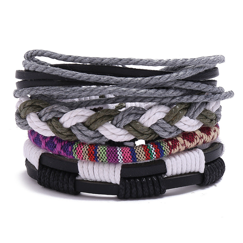 Women's & Men's & Vintage Weave Hemp Rope Genuine Leather Bracelets