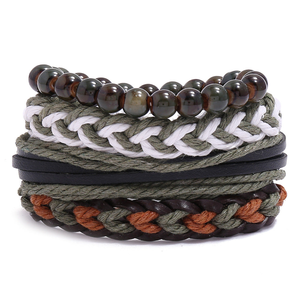 Women's & Men's & Vintage Weave Hemp Rope Genuine Leather Bracelets