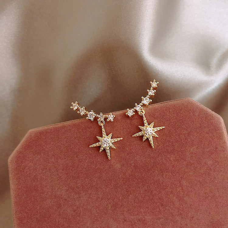 Six-pointed Star Female Cold Wind Graceful Earrings