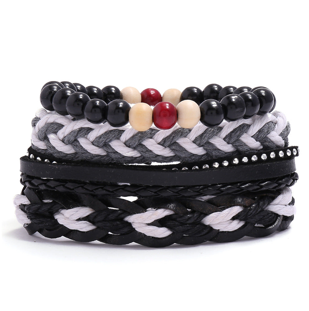 Women's & Men's & Vintage Weave Hemp Rope Genuine Leather Bracelets