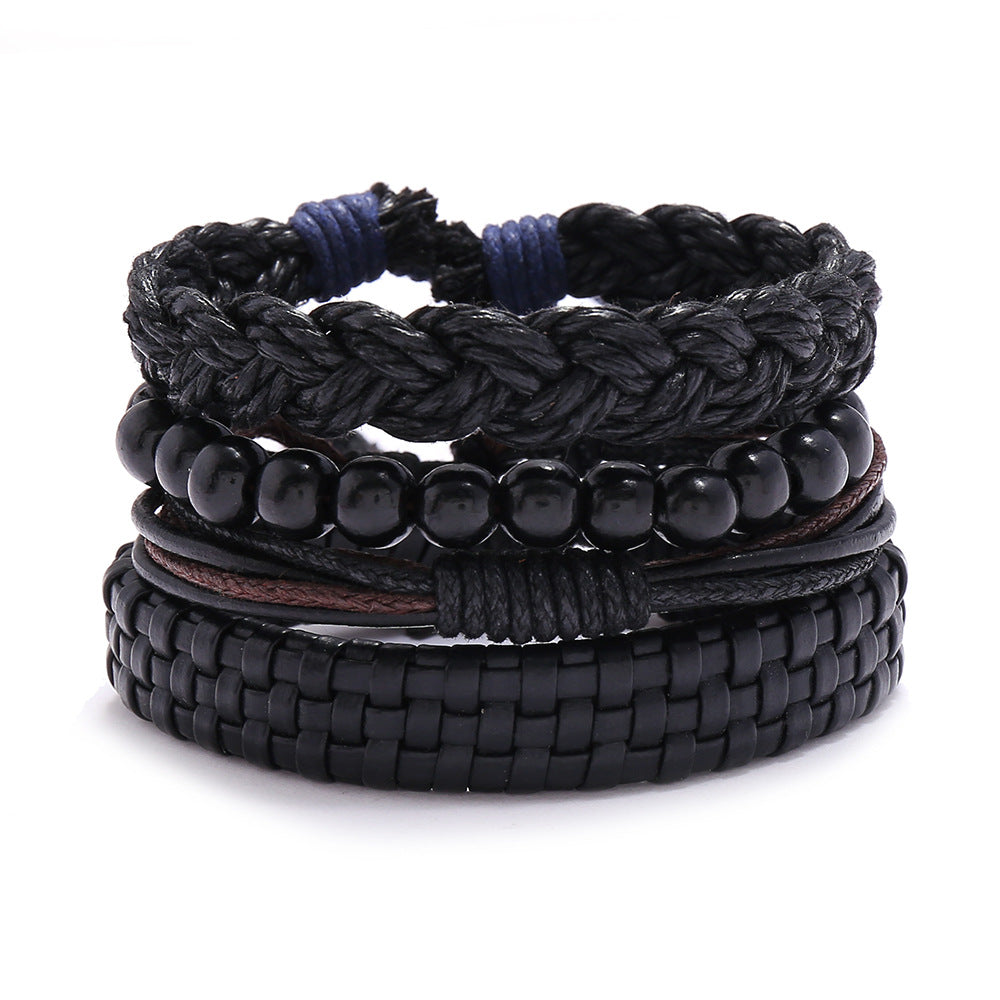 Women's & Men's & Vintage Weave Hemp Rope Genuine Leather Bracelets