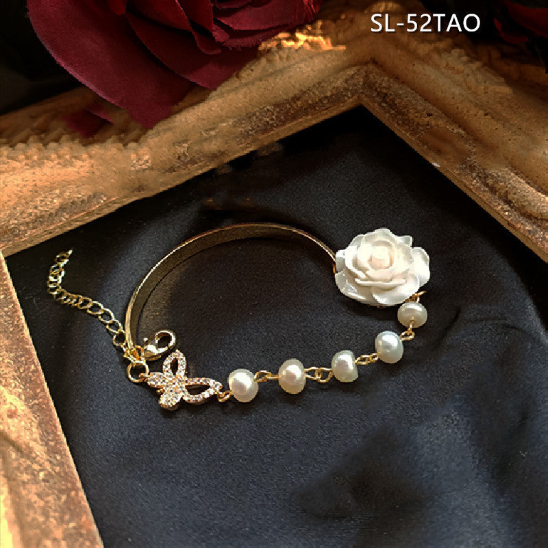 French Minority Design Rose Flower Hand Bracelets