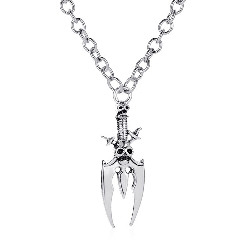 Men's Double Sword Skull Gothic Distressed Clavicle Necklaces