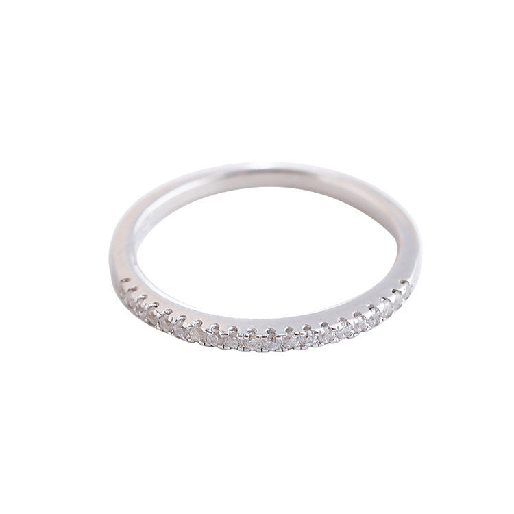 Sterling Sier Simple Single Row Diamond Rings