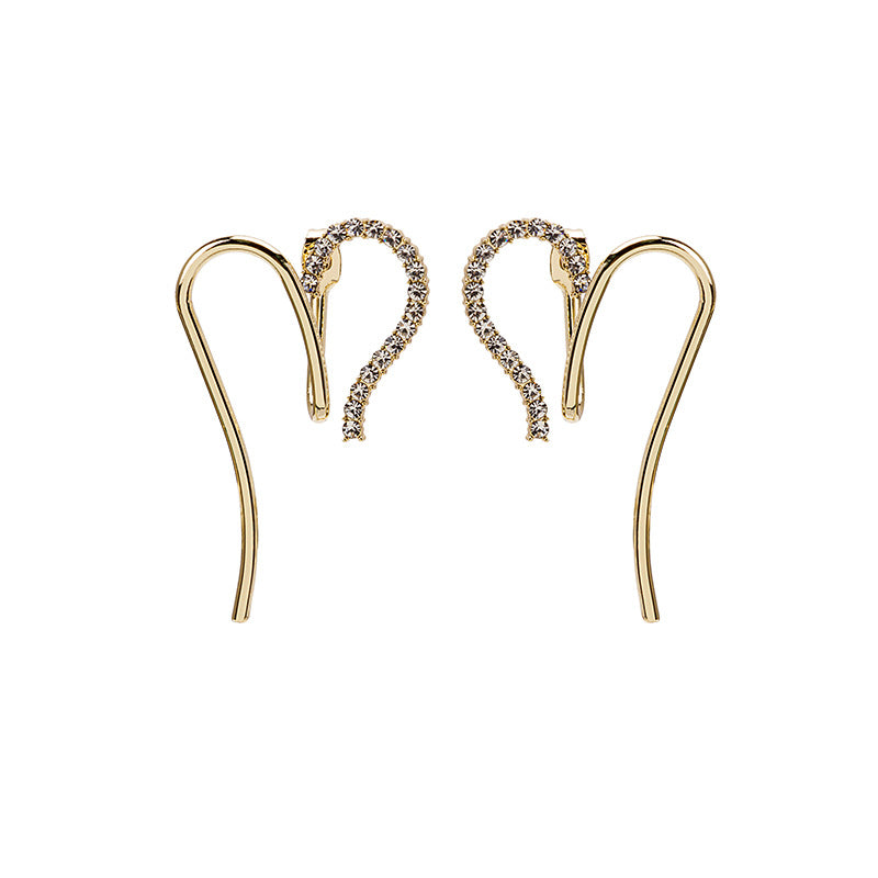 Sier Needle – boucles d'oreilles simples en forme de cœur creux, ligne en forme de cœur