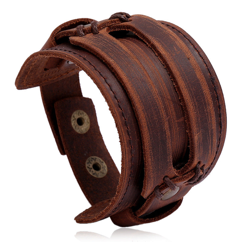 Bracelets simples en cuir de bétail de style punk vintage pour hommes