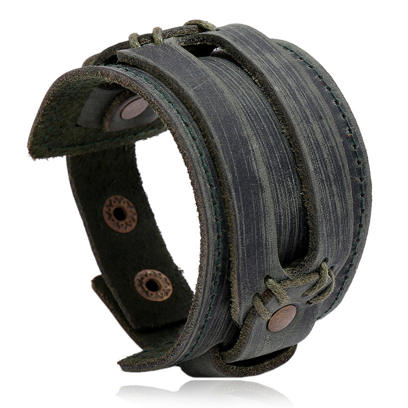 Einfache Armbänder aus Rindsleder im Vintage-Punk-Stil für Herren