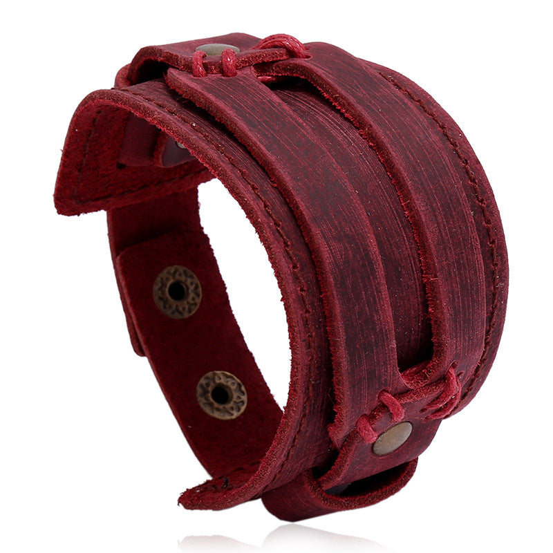 Men's Vintage Punk Style Cattle Leather Simple Bracelets