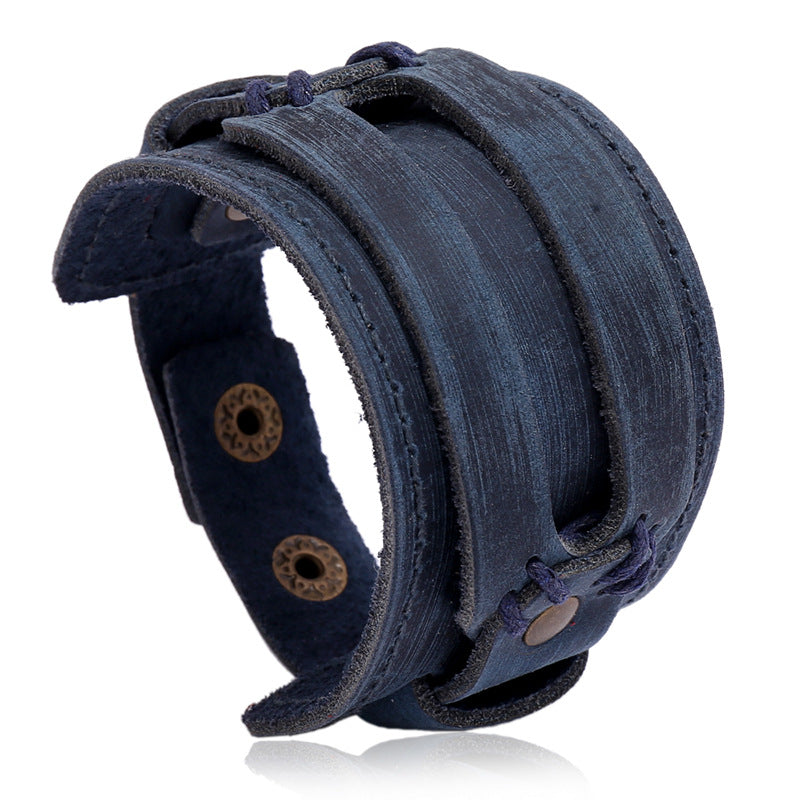 Einfache Armbänder aus Rindsleder im Vintage-Punk-Stil für Herren