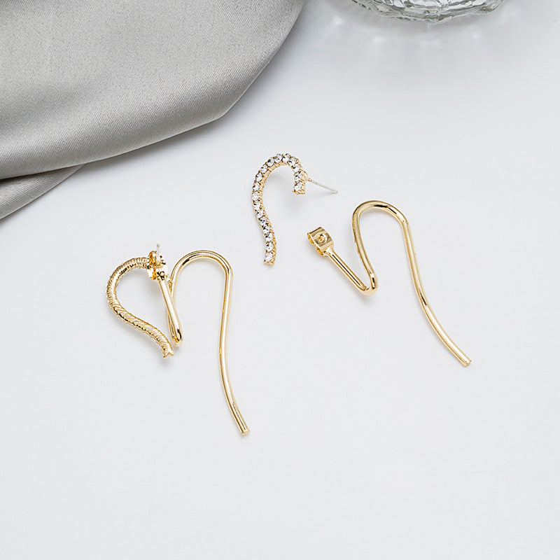 Sier Needle – boucles d'oreilles simples en forme de cœur creux, ligne en forme de cœur