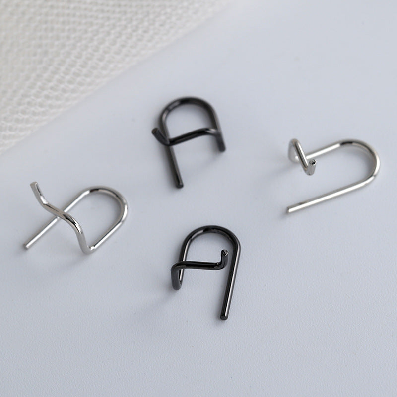 Petites boucles d'oreilles noires tendance, simples et cool, pour femmes et hommes