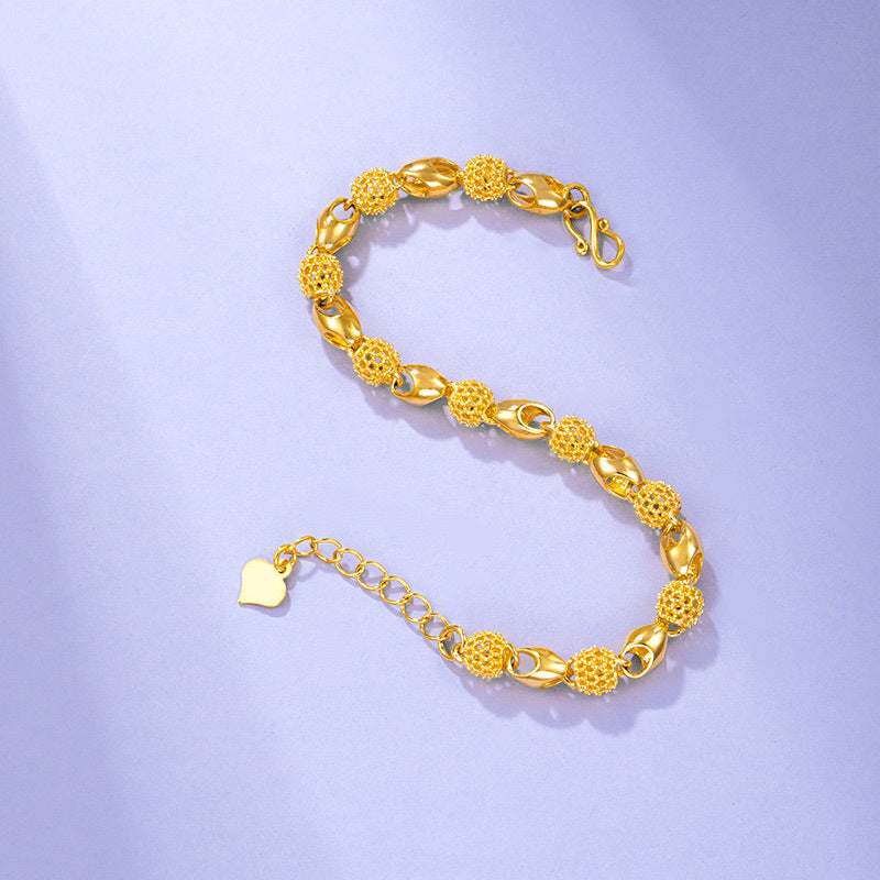 Women's Jewelry Gold Beads Hollow Alloy Glossy Bracelets