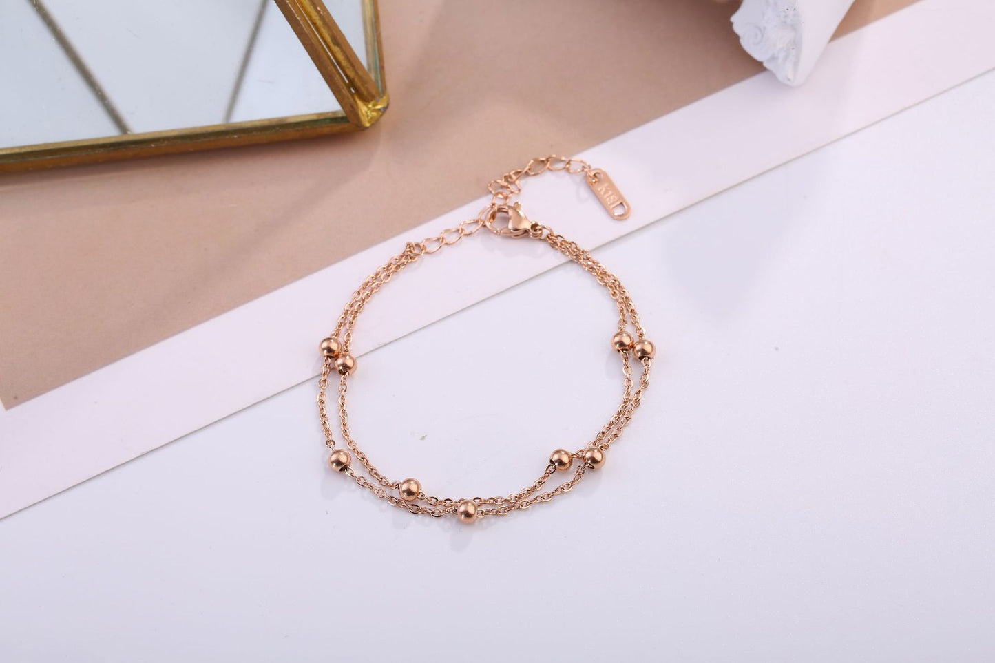 Style Beaded Double Layer Lock Head Bracelets