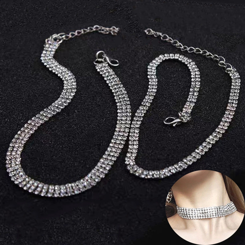 Women's Flash Rhinestone Clavicle Chain Neck Accessories Full Necklaces