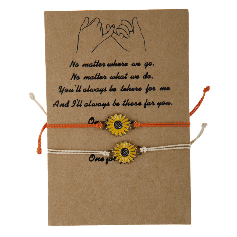 Bracelets de marguerite de tournesol tressés réglables en alliage glamour