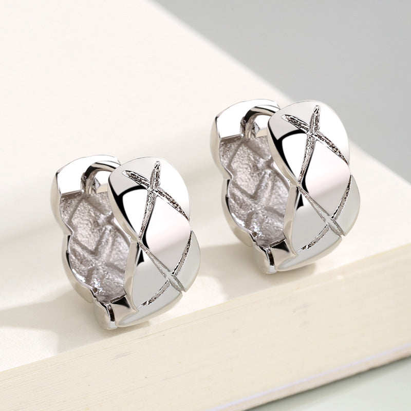 Fashion Diamond Plaid Ear Clip Small Rings