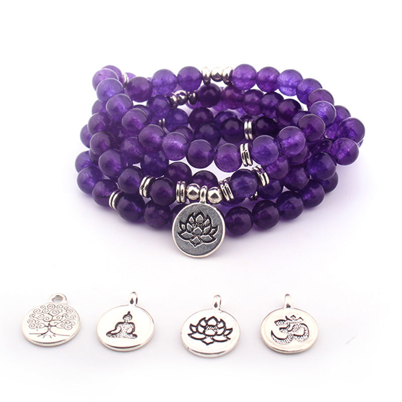 Neue vielseitige Armbänder mit Amethyst-Buddha-Perlen-Anhänger