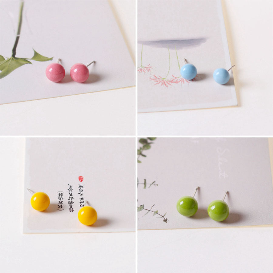 Ceramic Jewellery Round Korean Small Stall Female Earrings