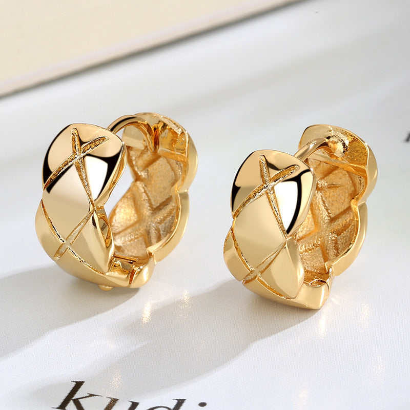 Fashion Diamond Plaid Ear Clip Small Rings