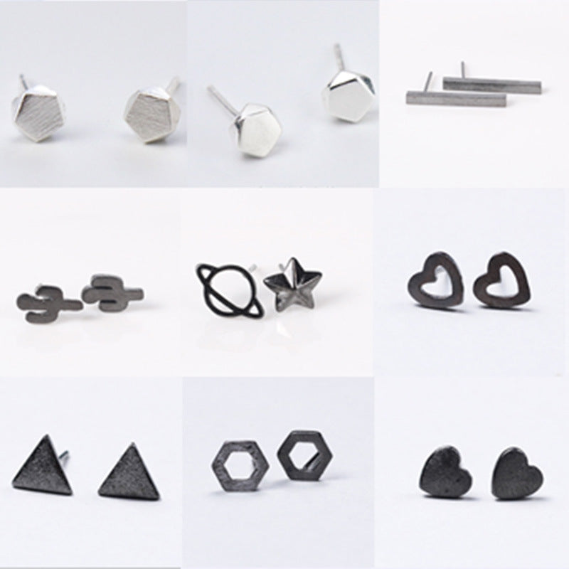 Sier Geometric Square Trendy Unique Design Earrings