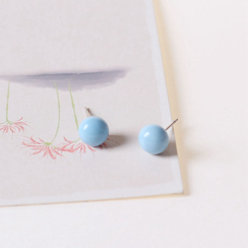 Ceramic Jewellery Round Korean Small Stall Female Earrings
