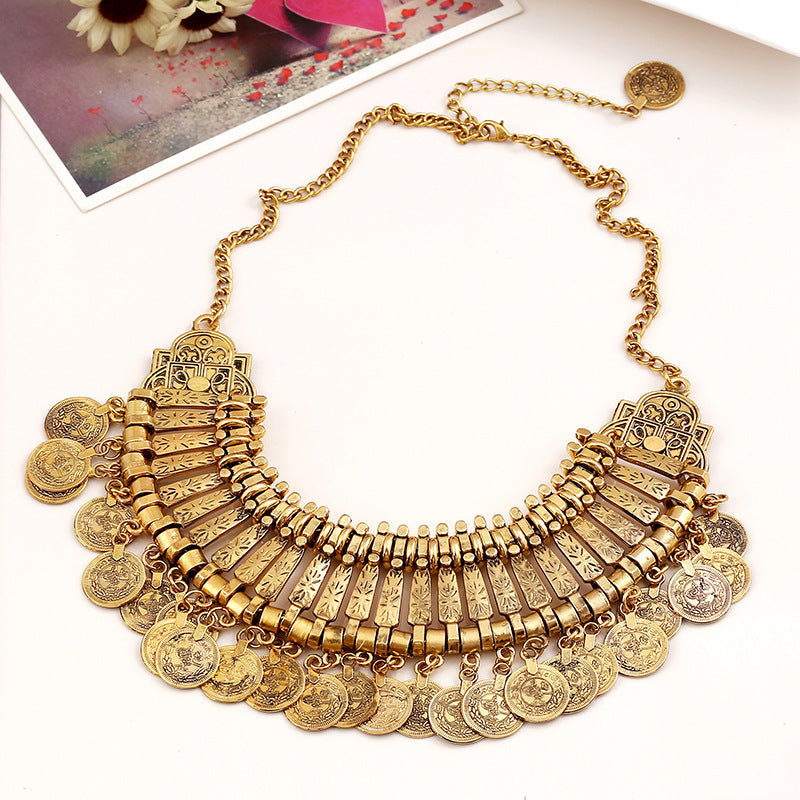 Vintage Tassel Coin Sweater Chain Clavicle Necklaces