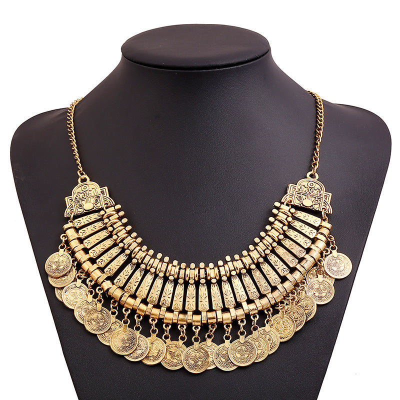 Vintage Tassel Coin Sweater Chain Clavicle Necklaces