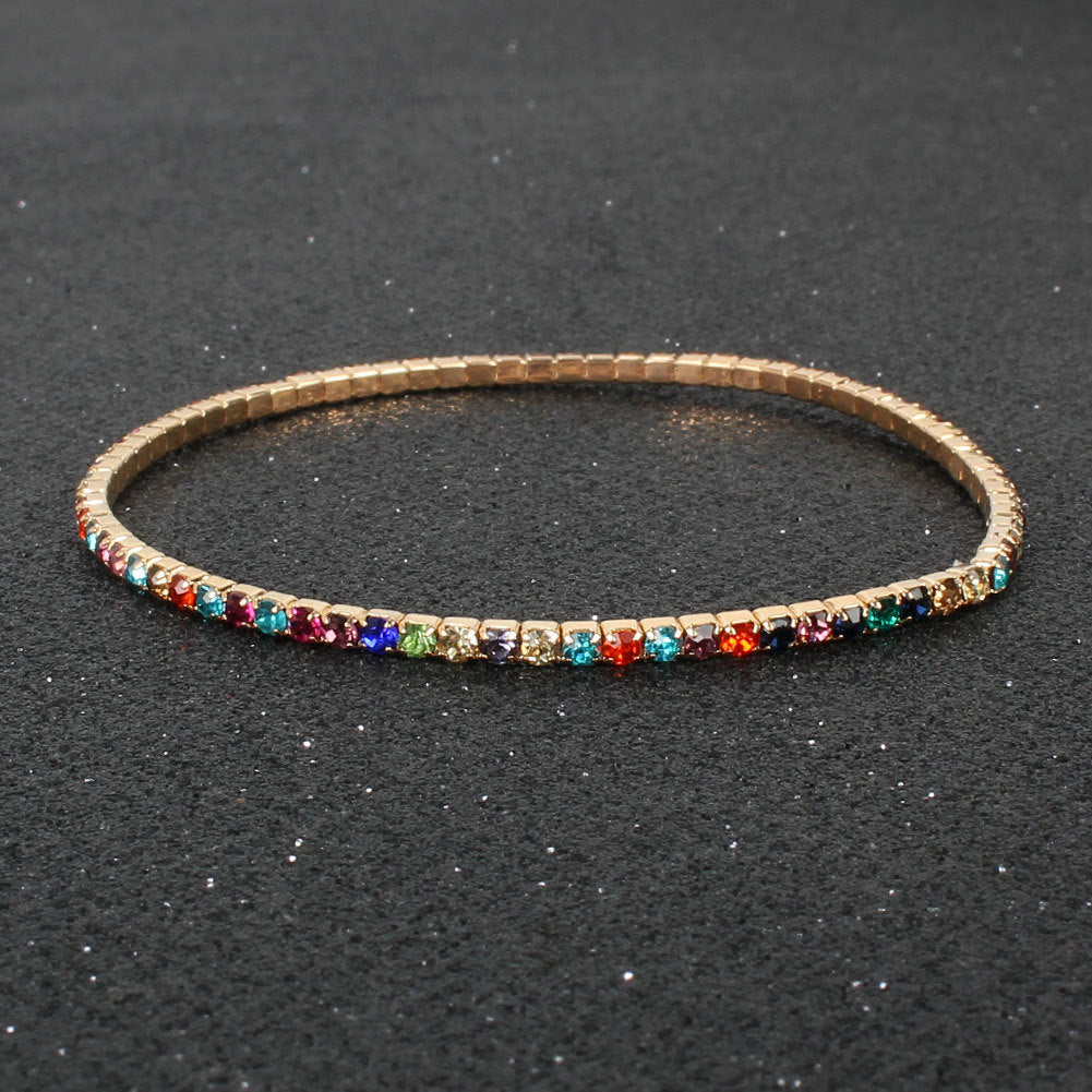 Women's Multicolor Rhinestone Stretch Shiny And Simple Bracelets