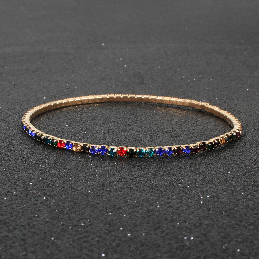 Women's Multicolor Rhinestone Stretch Shiny And Simple Bracelets