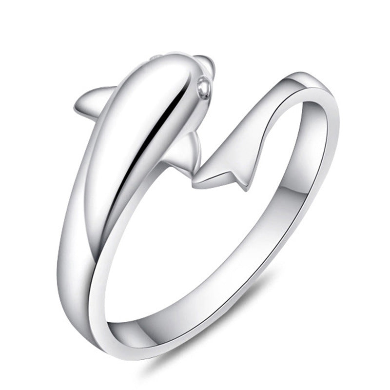 Women's Fashion Sier Romantic Dolphin Lovers Open Rings