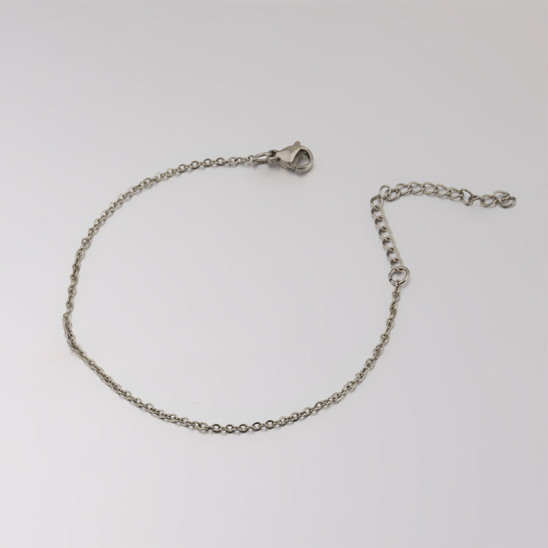 Stainless Steel Square Cross Chain Anklet Simple Korean Style Bracelets