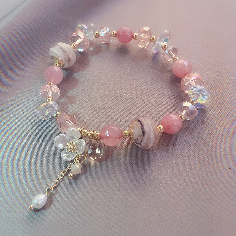 Natural Stone Crystal Pearl Fishtail Flower Bracelets