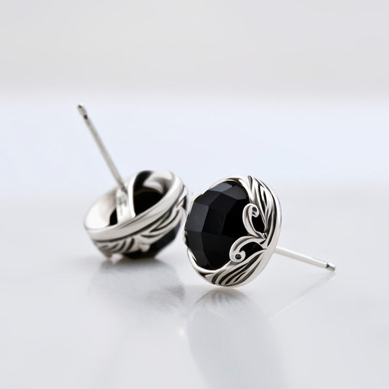 Boucles d'oreilles Sier Jewelry Noir de Style coréen pour femmes, personnalisées et simples